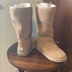 UGG Tan Suede Boots with Fur Lining